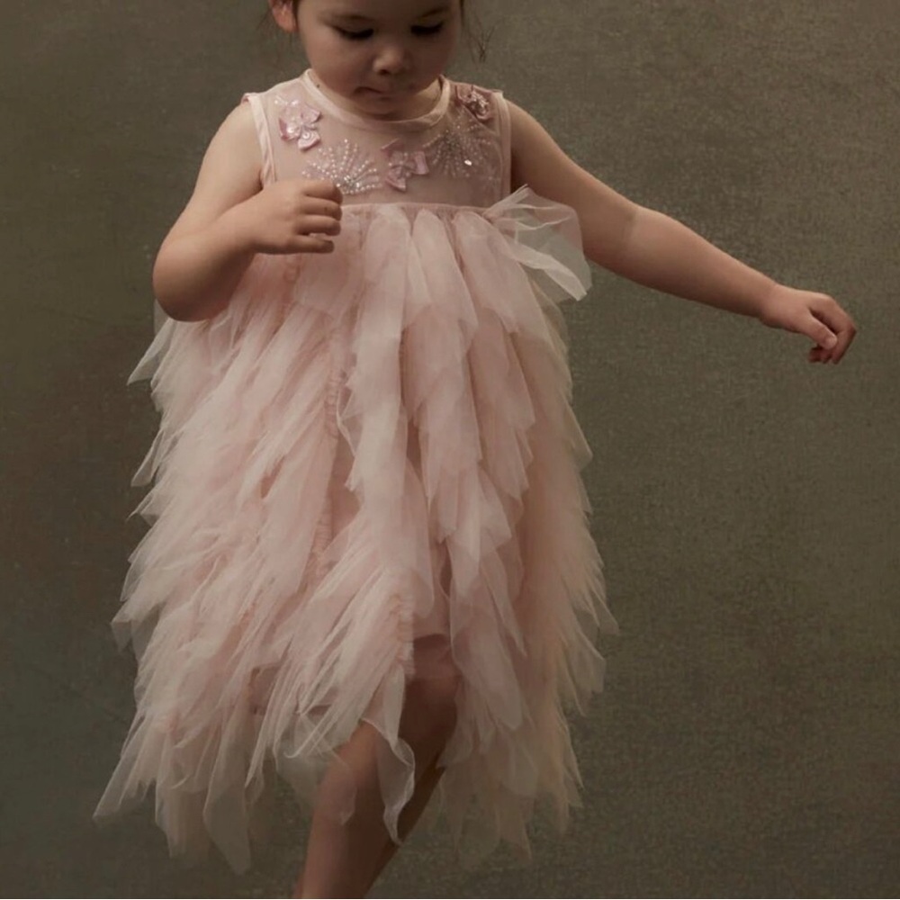 Tutu Du Monde Pale Pink Feathered Tulle Party Dress